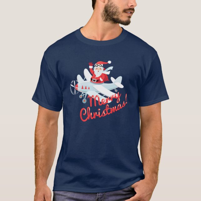 Vintage style Santa - pilot Christmas T-Shirt (Front)
