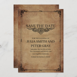 Vintage Style Save The Date Invitation