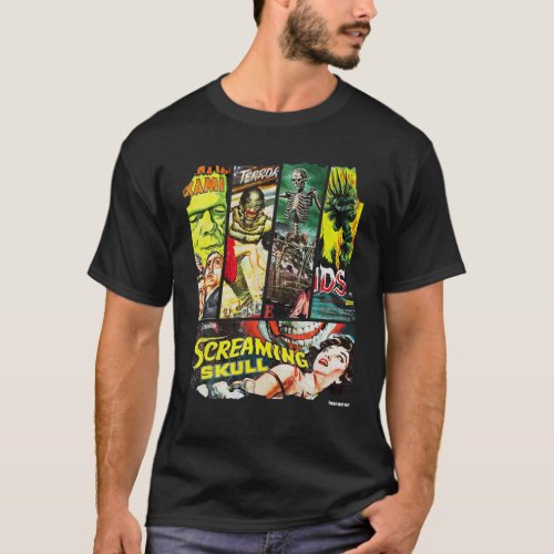 Vintage Style Sci Fi Horror Movie Poster Collage T_Shirt