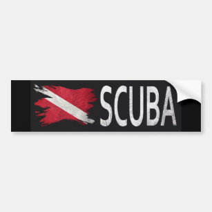 Scuba Diver Diving Down Flag Frog Car Bumper Sticker 