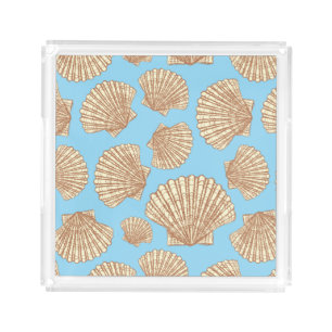 Vintage Style Seashell Pattern Acrylic Tray