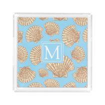 Vintage Style Seashell Pattern | Add Your Initial Acrylic Tray