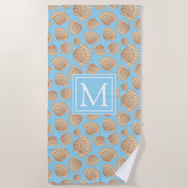 Vintage Style Seashell Pattern Beach Towel (Front)