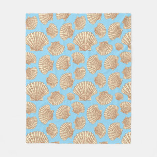 Vintage Style Seashell Pattern Fleece Blanket