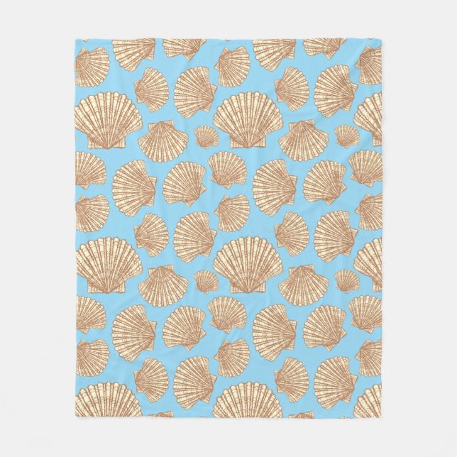 Vintage Style Seashell Pattern Fleece Blanket (Front)