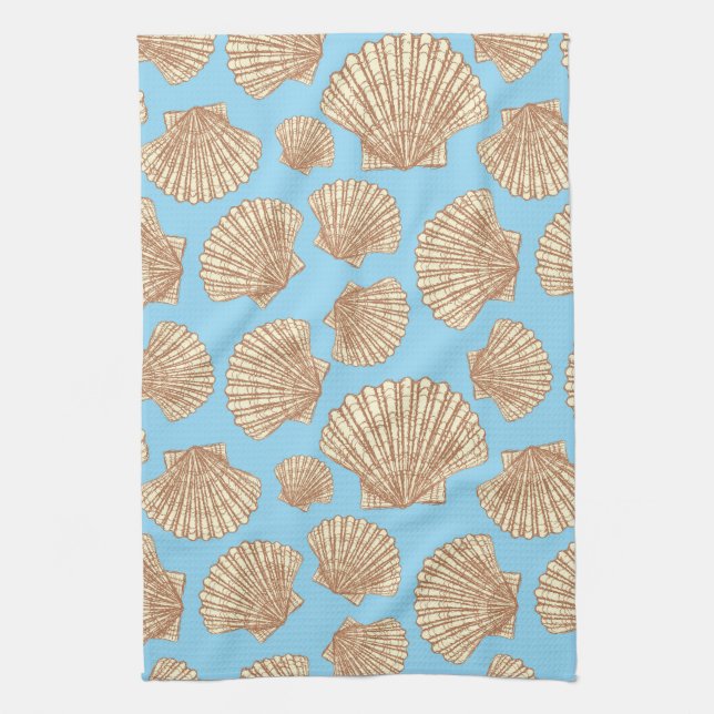 Vintage Style Seashell Pattern Kitchen Towel (Vertical)