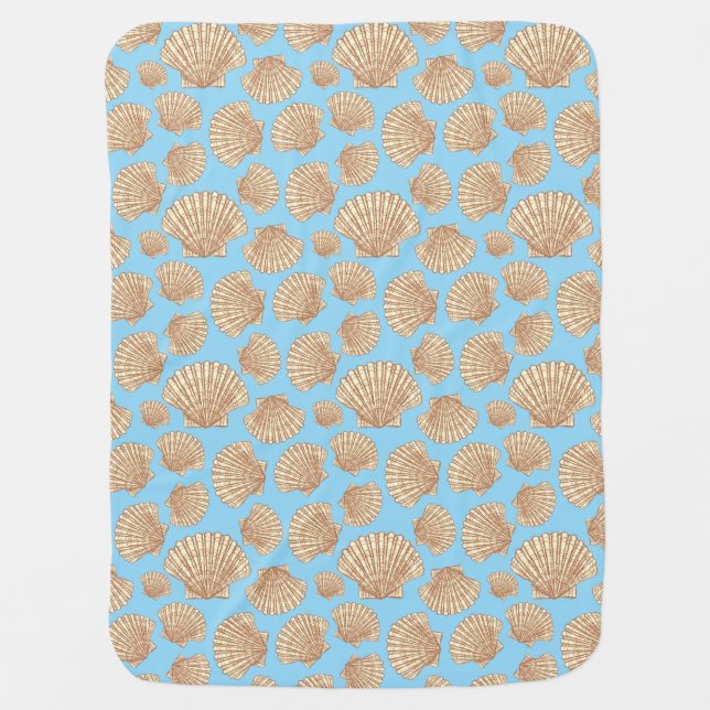 Vintage Style Seashell Pattern Stroller Blanket (Front)