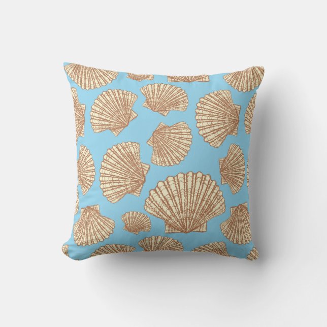 Vintage Style Seashell Pattern Throw Pillow (Front)