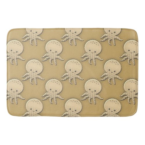 Vintage Style Sepia Baby Octopus Bath Mat