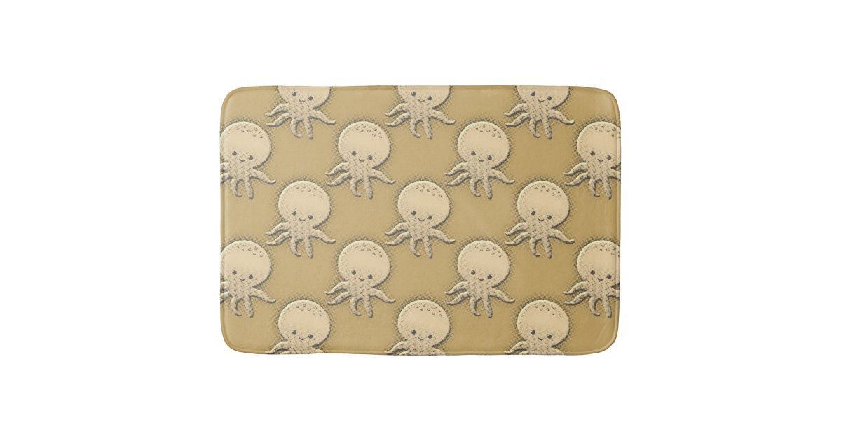 Octopus Padding Vintage Style Sepia Baby Octopus Bath Mat | Zazzle