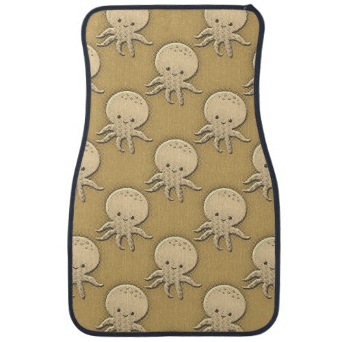 Vintage Style Sepia Baby Octopus Car Floor Mat