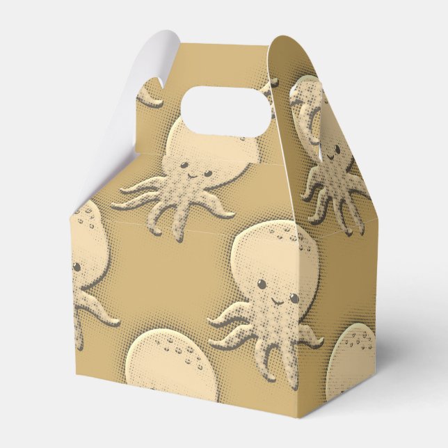 Vintage Style Sepia Baby Octopus Favor Boxes (Front Side)