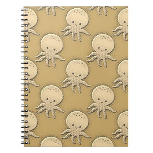 Vintage Style Sepia Baby Octopus Pattern Notebook