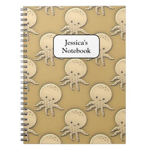 Vintage Style Sepia Baby Octopus Pattern Notebook