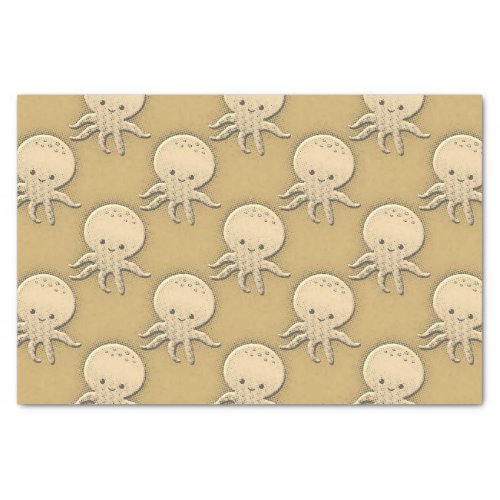 Vintage Style Sepia Baby Octopus Tissue Paper