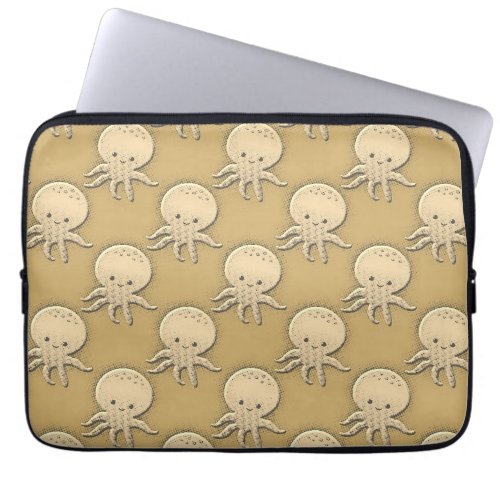 Vintage Style Sepia Baby Octopus Tissue Paper Laptop Sleeve