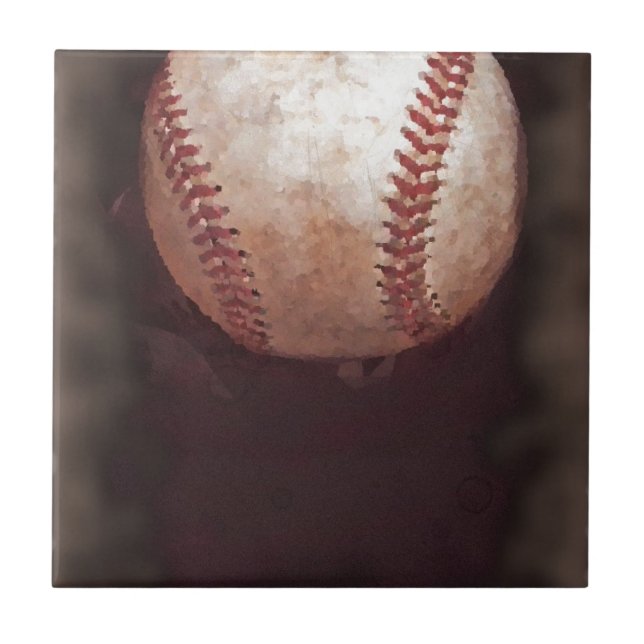 Vintage Style Sepia Baseball Artwork Tile (Front)