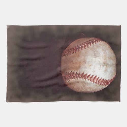 Vintage Style Sepia Baseball Artwork Towel
