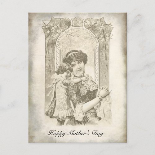 Vintage Style Sepia Mothers Day Holiday Postcard