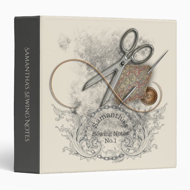 Vintage Style Sewing Notions Binder (Front/Spine)