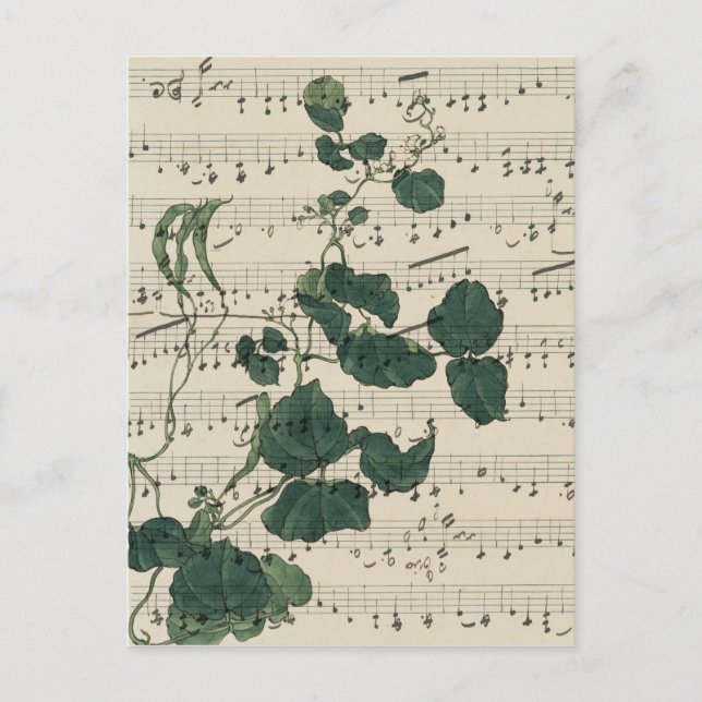 Vintage Style Sheet Music Leaves Postcard (Front)