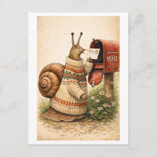 Vintage-Style Snail Mailing Postcard