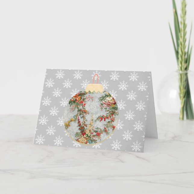 Vintage Style Snowflake Floral Christmas Card (Front)