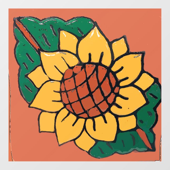 Vintage Style Spanish Sunflower Tile Floor Decals (Front)