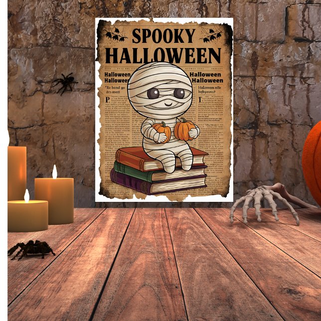 Vintage Style Spooky Halloween Newspaper Mummy  Poster (Creator Uploaded)