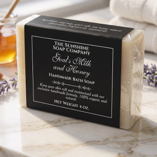 Vintage Style Square Frame Black Soap Label