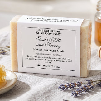 Vintage Style Square Frame White Soap Label