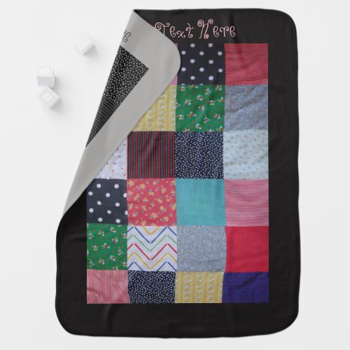 vintage style squares of colorful patchwork stroller blanket
