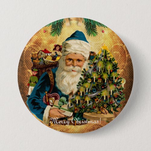 Vintage Style St Nicholas Santa Claus Christmas  Button