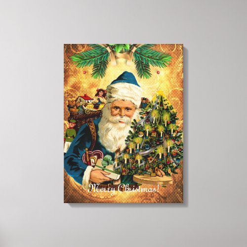 Vintage Style St Nicholas Santa Claus Christmas  Canvas Print