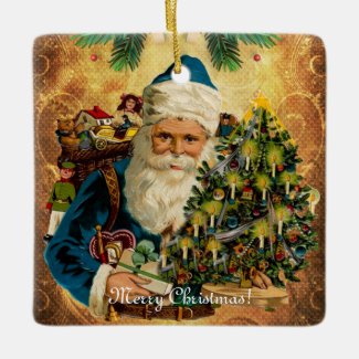 Vintage Style St Nicholas (Santa Claus) Christmas Ceramic Ornament