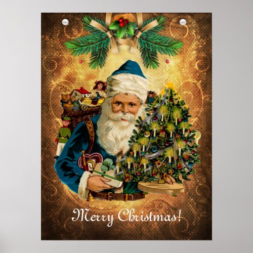 Vintage Style St Nicholas Santa Claus Christmas  Poster