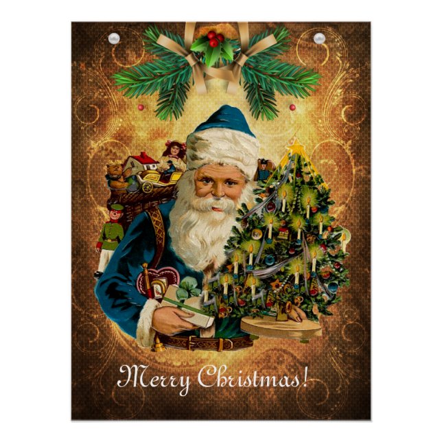 Vintage Style St Nicholas (Santa Claus) Christmas Poster (Front)
