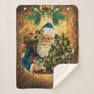 Vintage Style St Nicholas (Santa Claus) Christmas  Sherpa Blanket