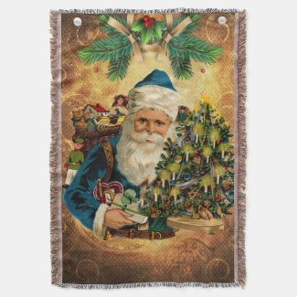 Vintage Style St Nicholas (Santa Claus) Christmas Throw Blanket