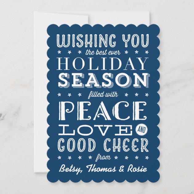 Vintage Style Stacked Type Holiday Navy Blue
