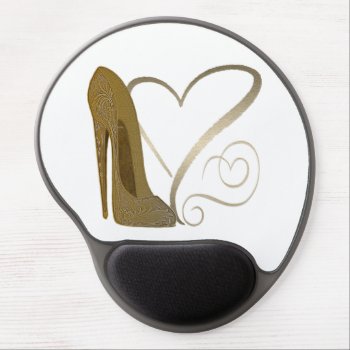 Vintage Style Stiletto And Heart Gel Mousepad by shoe_art at Zazzle