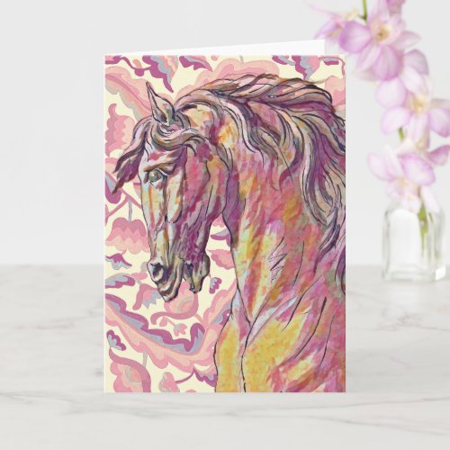 Vintage Style Strong Warrior Horse Art Note Card