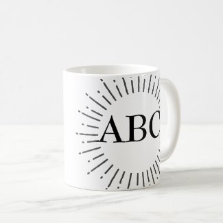 Vintage Style Sun Burst With Custom Monogram Coffee Mug