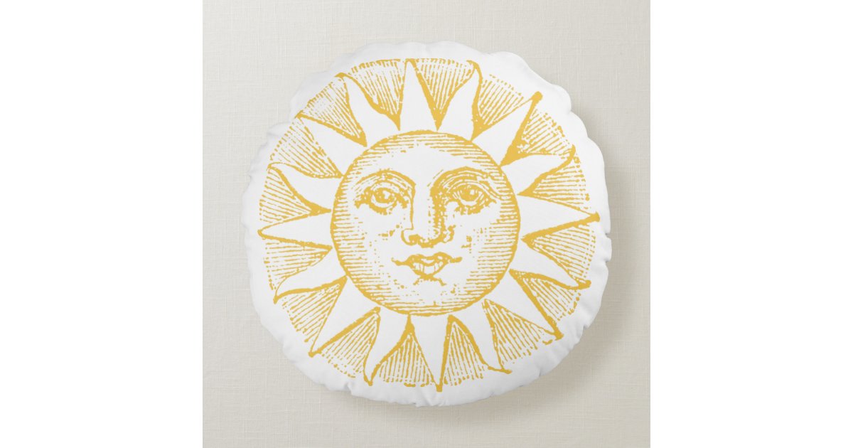 Vintage Style Sun Round Pillow