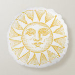 Vintage Style Sun Yellow Round Pillow at Zazzle