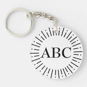 Vintage Style Sunburst With Custom Monogram Keychain