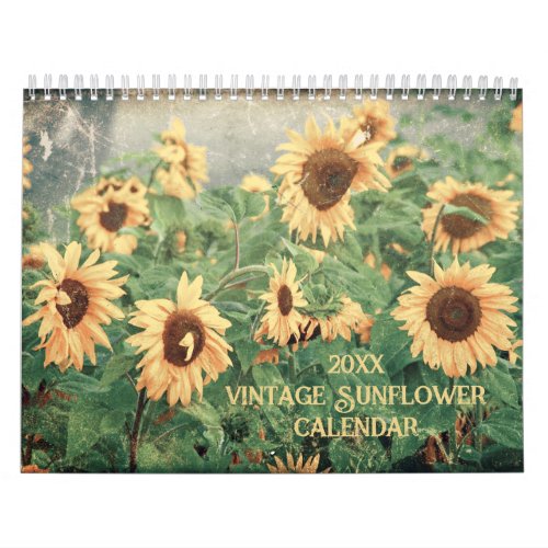 Vintage Style Sunflower 2024 Rustic Country Calendar