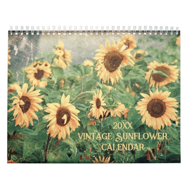 Vintage Style Sunflower 2025 Rustic Country Calendar (Cover)