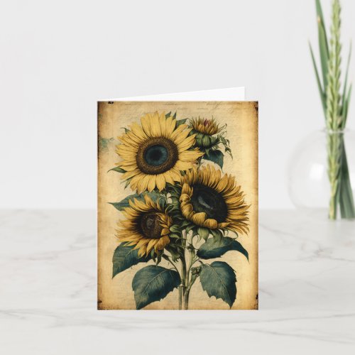 Vintage Style Sunflower Notecard _ BlankDownload