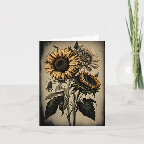 Vintage Style Sunflower Notecard _ BlankDownload